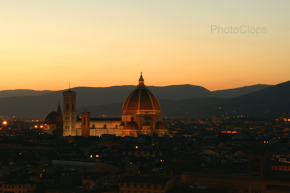 Cathedral Of Florence At Sunset