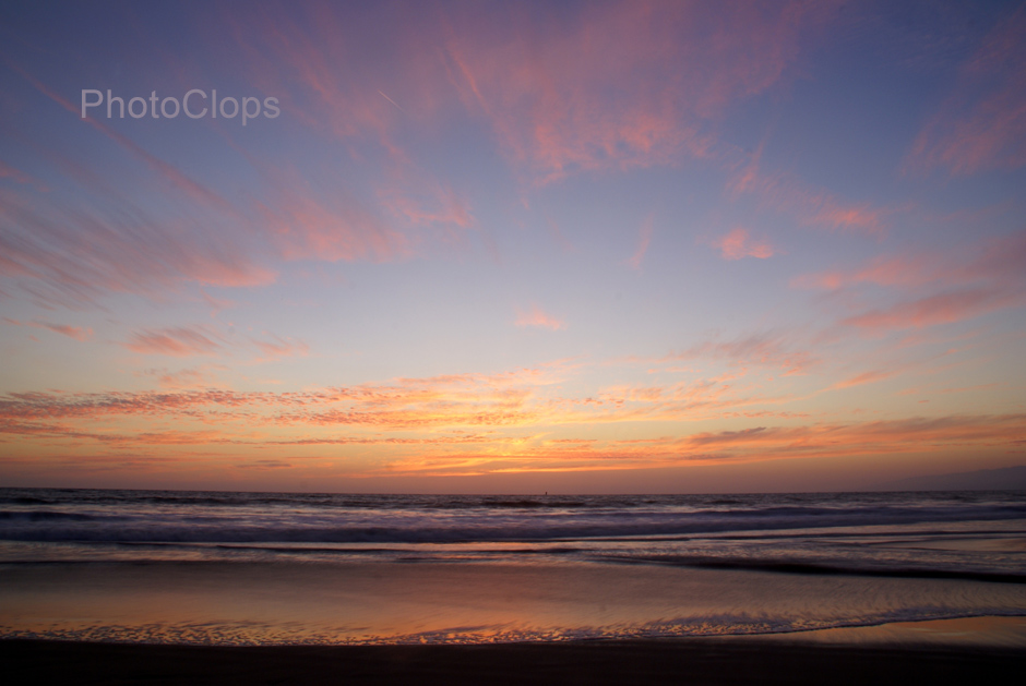 Sunset At Santa Monica Beach